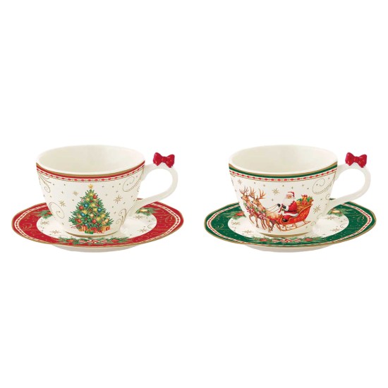 Set aus 2 Kaffeetassen mit Untertassen, Porzellan, 120 ml, "Christmas Heritage" – Easy Life