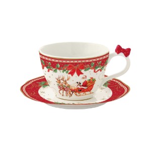 Tasse mit Untertasse, Porzellan, 240 ml, "Christmas Heritage" – Easy Life