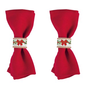 4 adet porselen, 4,5 cm uzunluğunda peçete halkalı set, "Christmas Heritage" - Easy Life