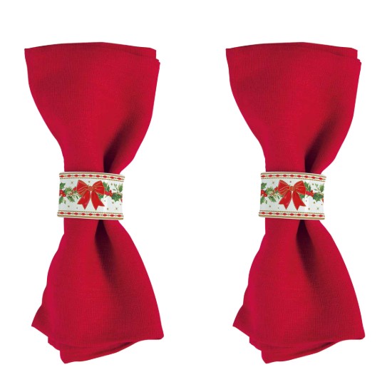 4 adet porselen, 4,5 cm uzunluğunda peçete halkalı set, "Christmas Heritage" - Easy Life