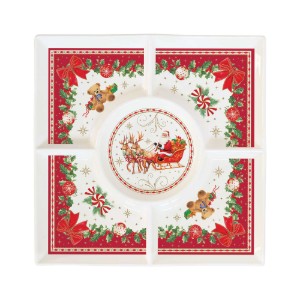 Kvadrātveida servēšanas plate uzkodām, porcelāns, 25 x 25 cm, "Christmas Heritage" - Easy Life