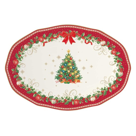 Сервираща чиния, порцеланов, 36 x 25 см, "Christmas Heritage" - Easy Life