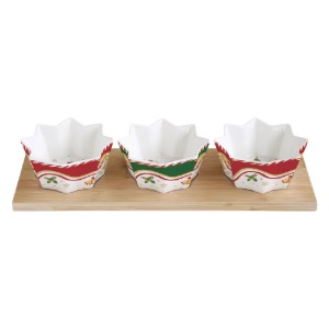 Bambu tepsili 3 parçalı meze kase seti, "Noel Masalı" - Easy Life