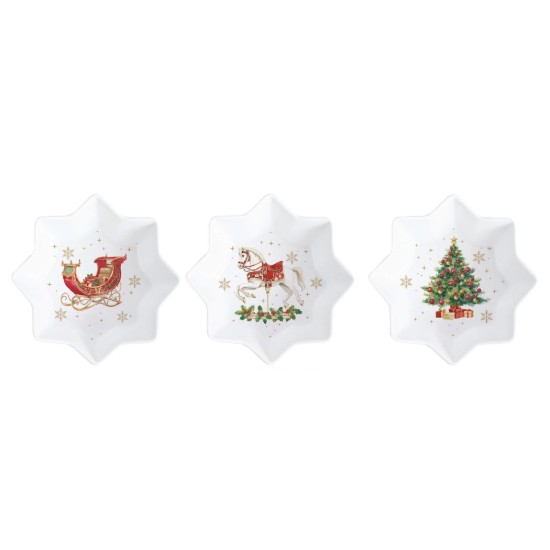3-piece appetizer bowl set, with bamboo tray, "Christmas Tale" - Easy Life