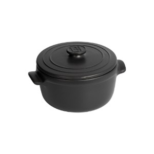 Mini-cocotte cooking pot, ceramic, 13.5 cm / 0.6 L, "Solo", Basalt - Emile Henry