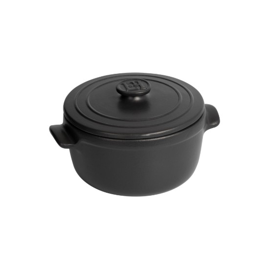 Mini-cocotte cooking pot, ceramic, 13.5 cm / 0.6 L, "Solo", Basalt - Emile Henry