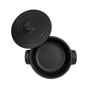 Mini-cocotte cooking pot, ceramic, 13.5 cm / 0.6 L, "Solo", Basalt - Emile Henry