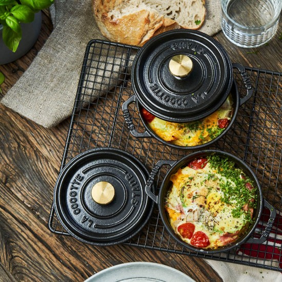 Mini-Cocotte cooking pot, cast iron, 10cm/0.25L, Black - Staub 
