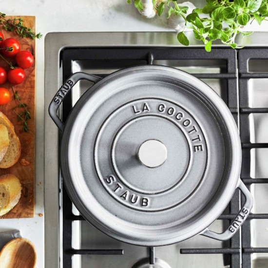 Cocotte cast iron cooking pot, 22 cm/2.6 l, <<Graphite Grey>> - Staub