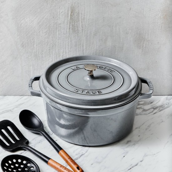Cast iron Cocotte cooking pot, 24 cm/3.8L, Graphite Grey - Staub