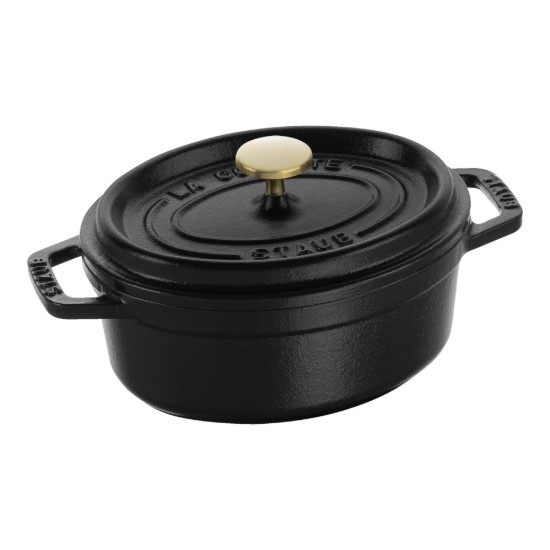 Oval Cocotte cooking pot, cast iron, 15cm/0.6L, Black - Staub