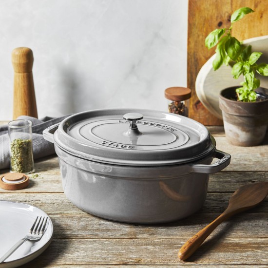 Oval Cocotte cooking pot, cast iron, 31cm/5,5L, Graphite Grey - Staub