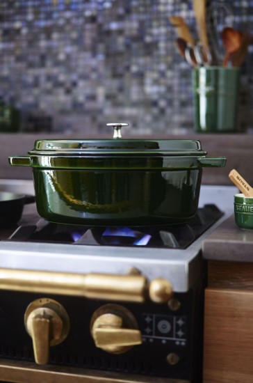Oval Cocotte cooking pot, cast iron, 33 cm/6.7L, Basil - Staub
