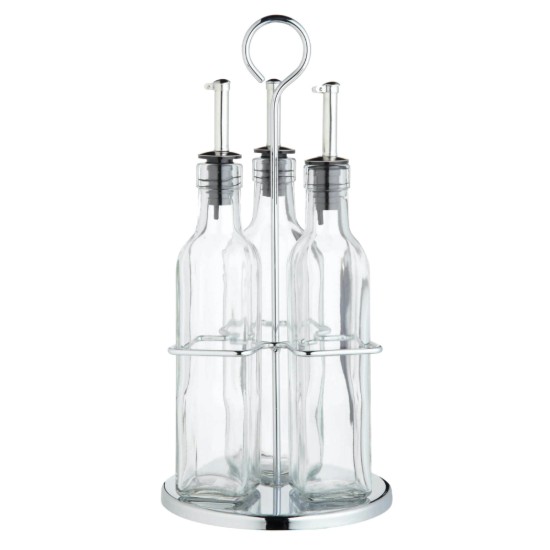 4-delige set, bevat 3 flesjes voor olie en azijn en verchroomde houder – made by Kitchen Craft