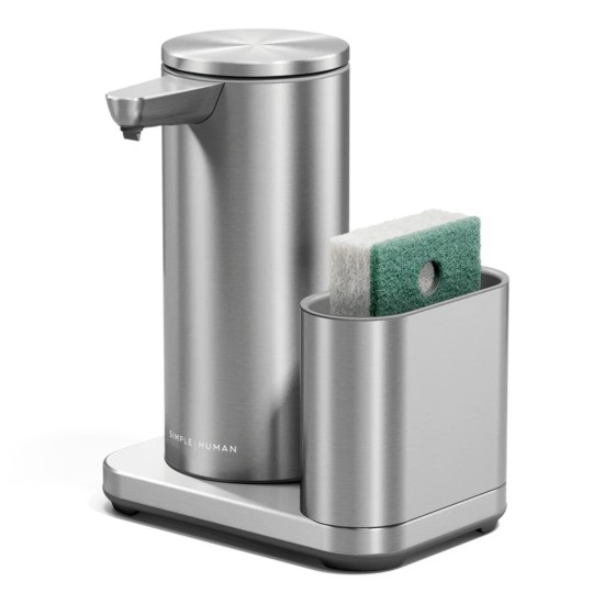 Dispenser tas-sensuri b'detentur tal-isponża, 266 ml, azzar inossidabbli, Brushed - simplehuman