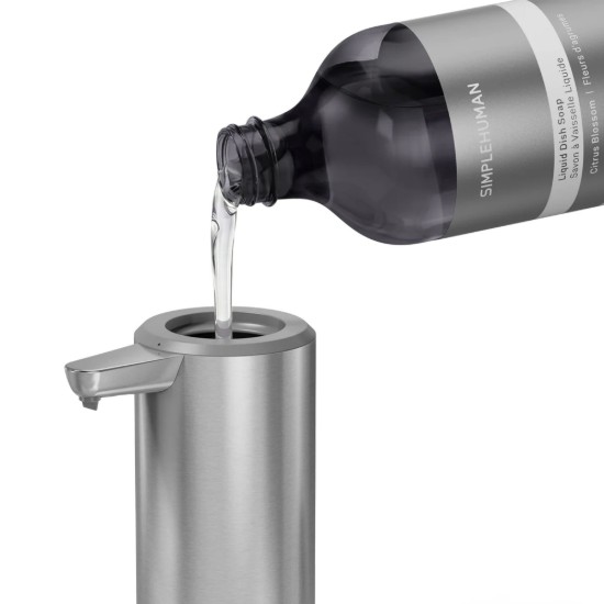 Dispenser tas-sensuri b'detentur tal-isponża, 266 ml, azzar inossidabbli, Brushed - simplehuman