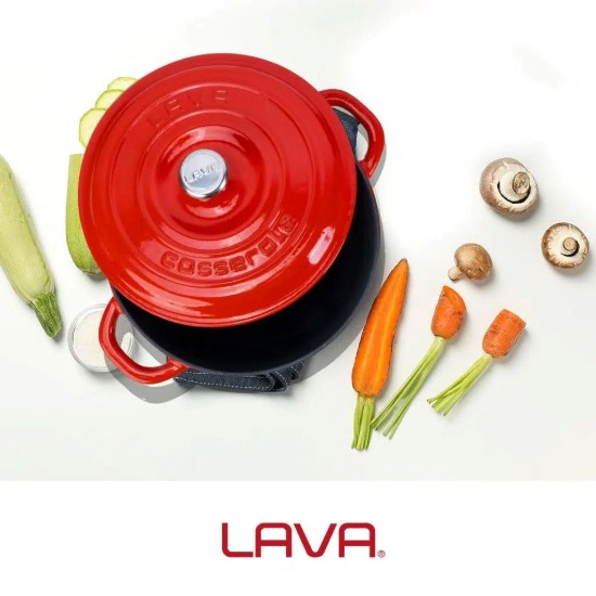 Cast iron saucepan, 22cm/3.31 L, "New Heritage", Red - LAVA