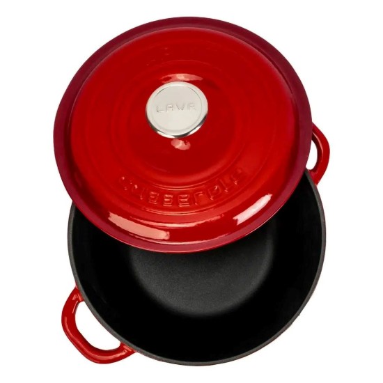 Cast iron saucepan, 26cm/4.86 L, "New Heritage", Red - LAVA