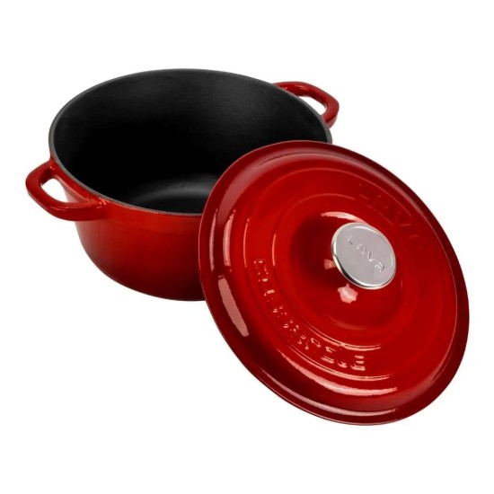 Cast iron saucepan, 26cm/4.86 L, "New Heritage", Red - LAVA
