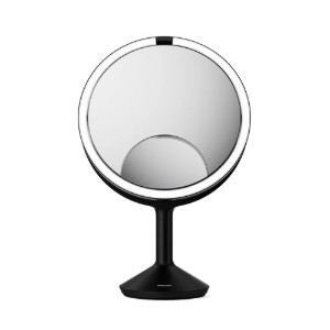 Kosmetisk spegel med sensor, 25 cm, "Trio Max", Matte Black Steel - simplehuman