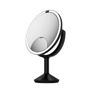 Kosmetisk spegel med sensor, 25 cm, "Trio Max", Matte Black Steel - simplehuman