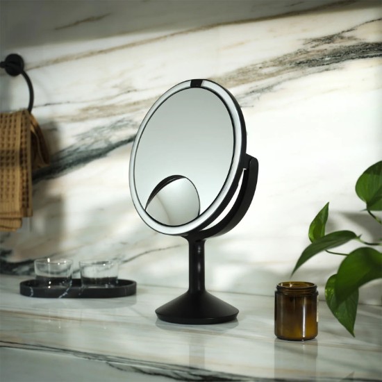 Kosmetisk spegel med sensor, 25 cm, "Trio Max", Matte Black Steel - simplehuman