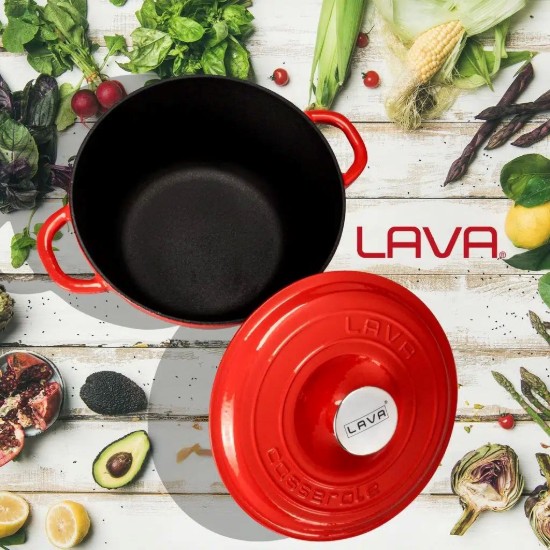 Cast iron saucepan, 24cm/4.07 L, "New Heritage", Red - LAVA