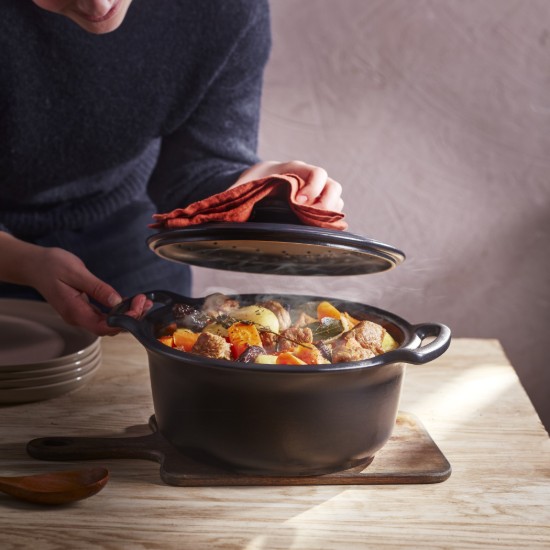 Cocotte cooking pot, ceramic, 31 cm / 5.5 L, "Sublime +", SLATE - Emile Henry