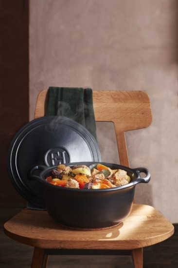 Cocotte cooking pot, ceramic, 31 cm / 5.5 L, "Sublime +", SLATE - Emile Henry