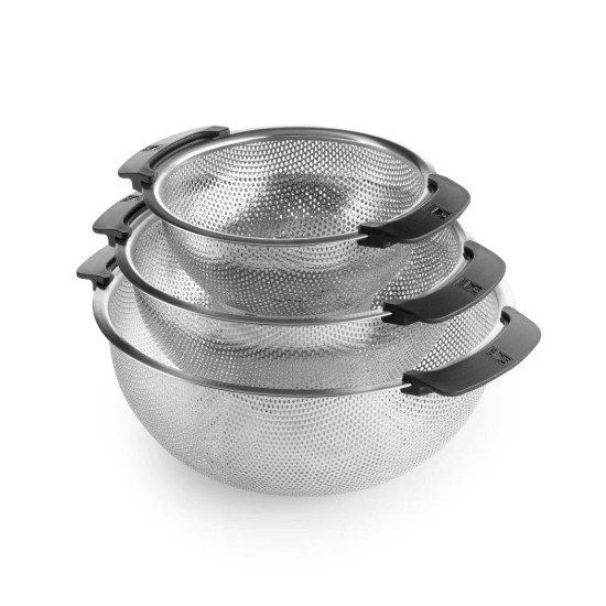 Sett med 3 dørslag med 2 håndtak, rustfritt stål, 18/22/26 cm - BRA
