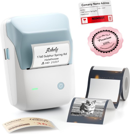 Portable thermal label printer, model B1 PRO, Light Blue - NIIMBOT