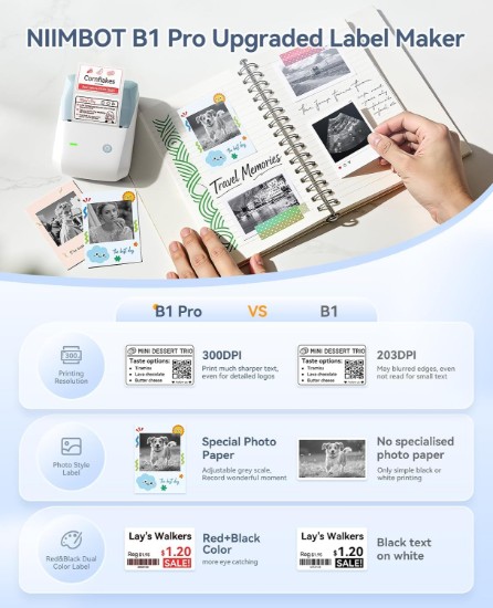 Portable thermal label printer, model B1 PRO, Light Blue - NIIMBOT