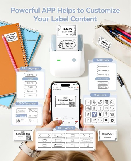 Portable thermal label printer, model B1 PRO, Light Blue - NIIMBOT