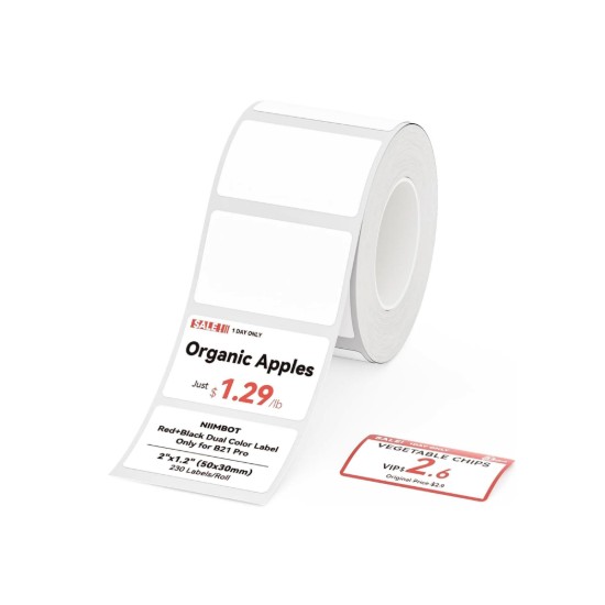 Roll of self-adhesive labels "Dual-Color", 50 x 30 mm, 230 pcs/roll, Red/Black - NIIMBOT