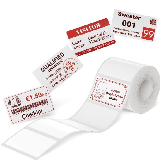 Roll of self-adhesive labels "Dual-Color", 50 x 30 mm, 230 pcs/roll, Red/Black - NIIMBOT