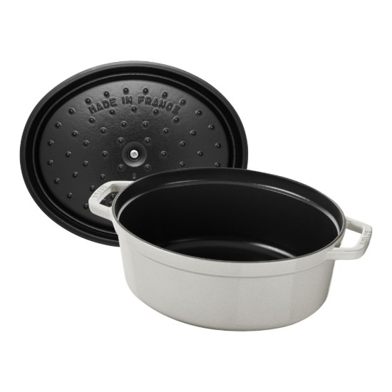 Oval Cocotte cooking pot, cast iron, 23cm/2.35L, White Truffle - Staub