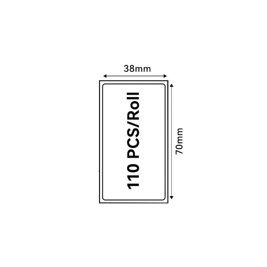 Label sticker roll, 38x70mm, 110 pcs/roll, White - NIIMBOT