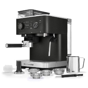 Полуаутоматска електрична машина за еспресо, 1500W, боја „Cave Iron Black“ - KitchenAid