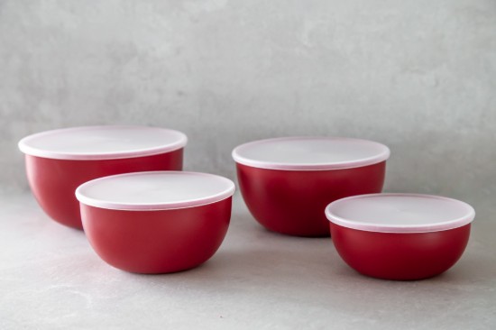 4-piece preparation bowls, plastic, with lid, Empire Red - KitchenAid