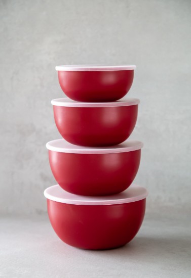 4-piece preparation bowls, plastic, with lid, Empire Red - KitchenAid