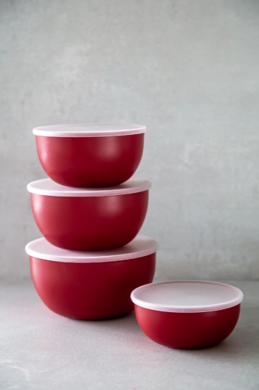 4-piece preparation bowls, plastic, with lid, Empire Red - KitchenAid