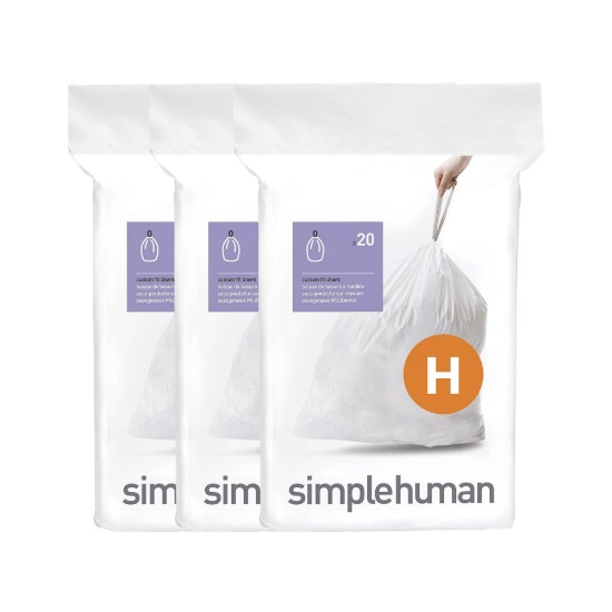 Miskastes maisi kods H, 30-35 L / 60 gab., plastmasa - "simplehuman" zīmols