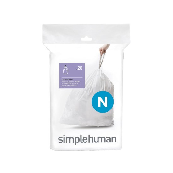 Müllbeutel, Code N, 45-50 L / 20 Stück, Kunststoff - simplehuman