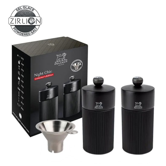 Set aus 2 Salz- und Pfeffermühlen, 12 cm, „Linie Z“, mit Edelstahltrichter – Peugeot