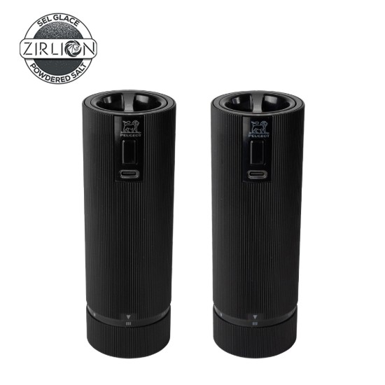 Set mit 2 elektrischen Salz- und Pfeffermühlen, 15 cm, "Line Z", Matte Black - Peugeot