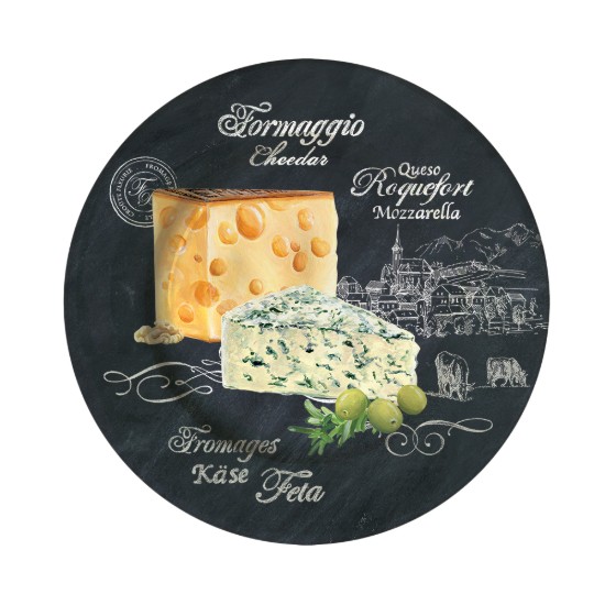 4er Set Servierplatten für Käse, Porzellan, 19 cm, "World of Cheese" - Easy Life