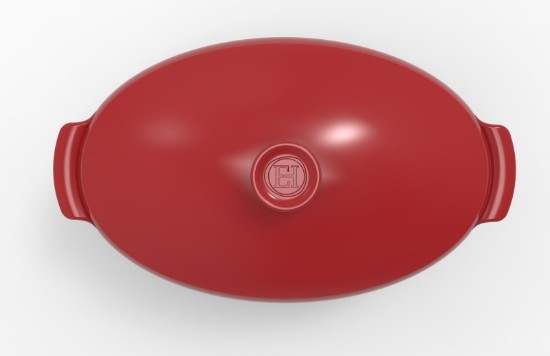 Oval Ceramic Dish with Lid, 41.5 x 24 cm / 5.8L, Burgundy - Emile Henry