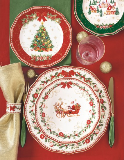 Set 4 farfurii desert, portelan, 16cm, "Christmas Heritage" - Easy Life