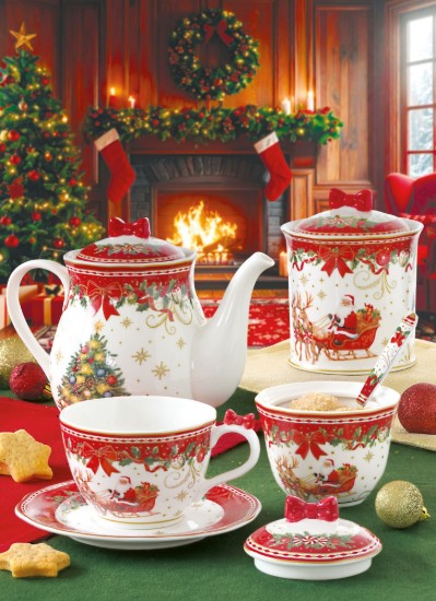 Tasse mit Untertasse, Porzellan, 240 ml, "Christmas Heritage" – Easy Life