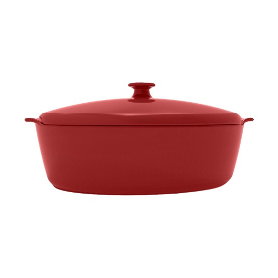Oval Ceramic Dish with Lid, 41.5 x 24 cm / 5.8L, Burgundy - Emile Henry